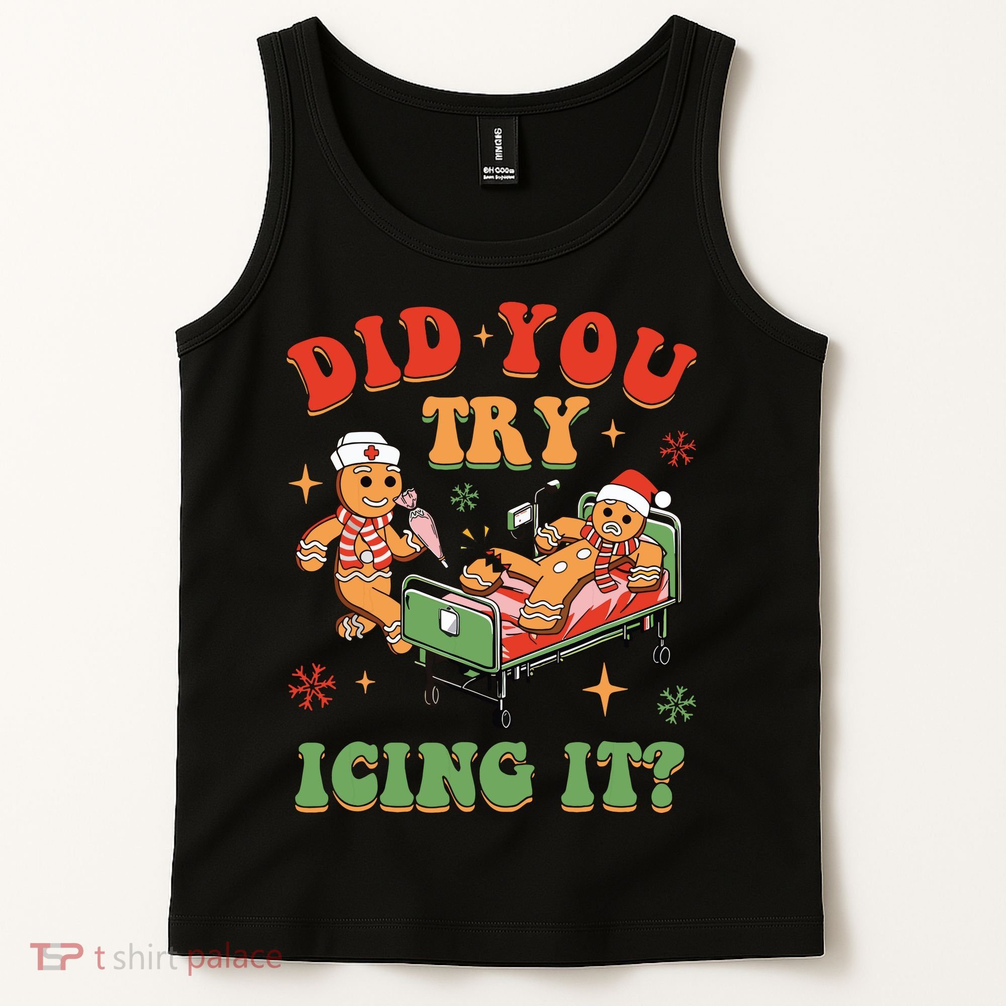 Retro Icu Nurse Christmas Gingerbread Did You Try Icing It Tank Top