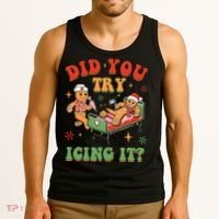 Retro Icu Nurse Christmas Gingerbread Did You Try Icing It Tank Top thumb 3