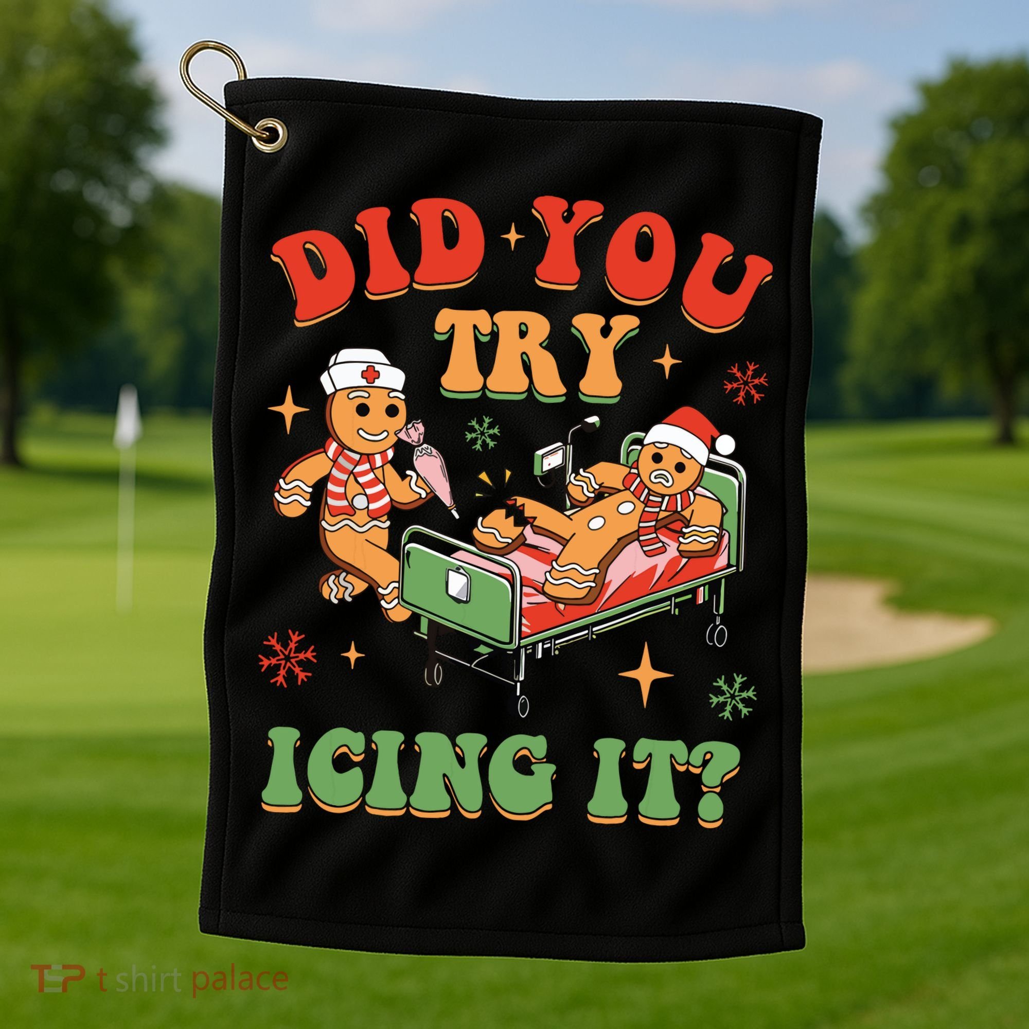 Retro Icu Nurse Christmas Gingerbread Did You Try Icing It Golf Towel