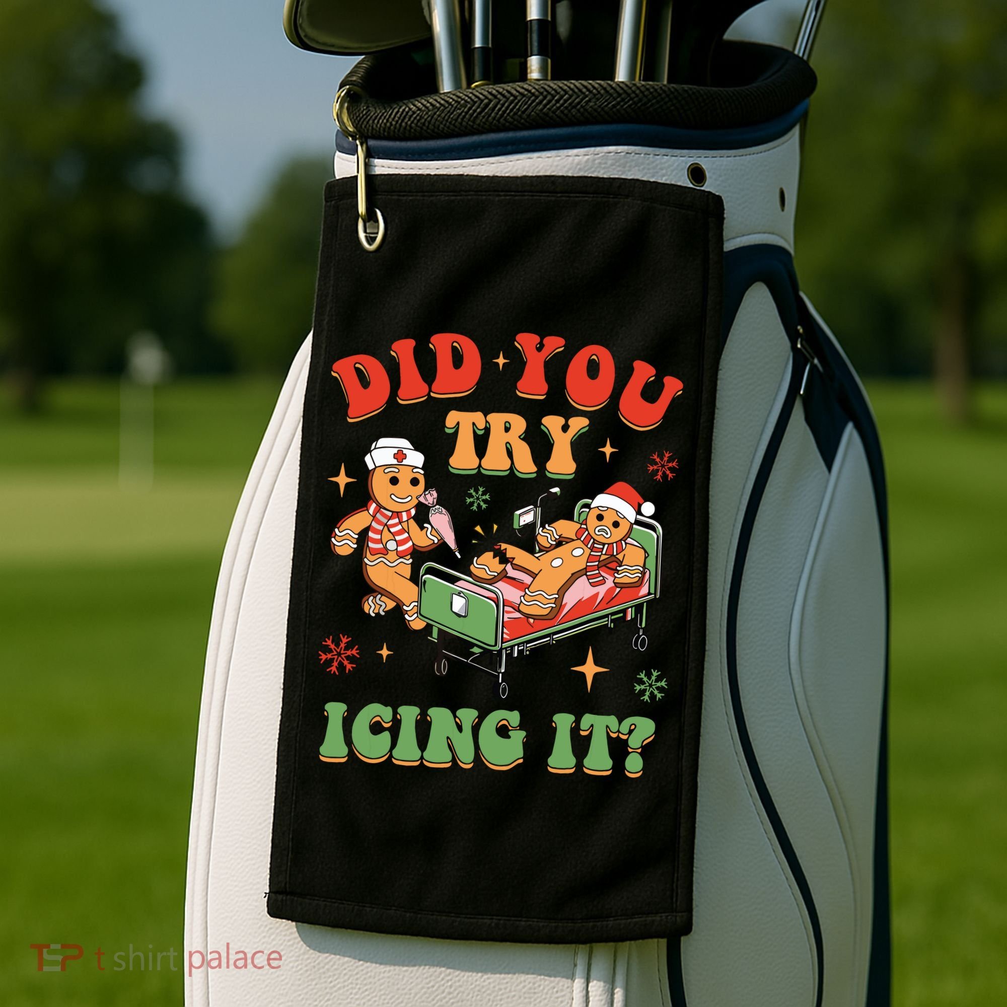 Retro Icu Nurse Christmas Gingerbread Did You Try Icing It Golf Towel