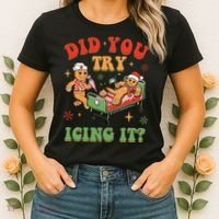 Retro Icu Nurse Christmas Gingerbread Did You Try Icing It Women's T-Shirt thumb 2