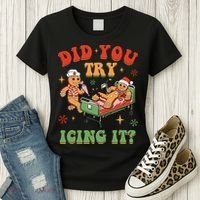 Retro Icu Nurse Christmas Gingerbread Did You Try Icing It Women's T-Shirt thumb 3