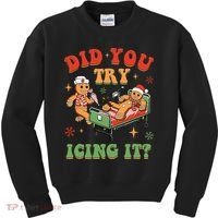 Retro Icu Nurse Christmas Gingerbread Did You Try Icing It Kids Sweatshirt thumb 0