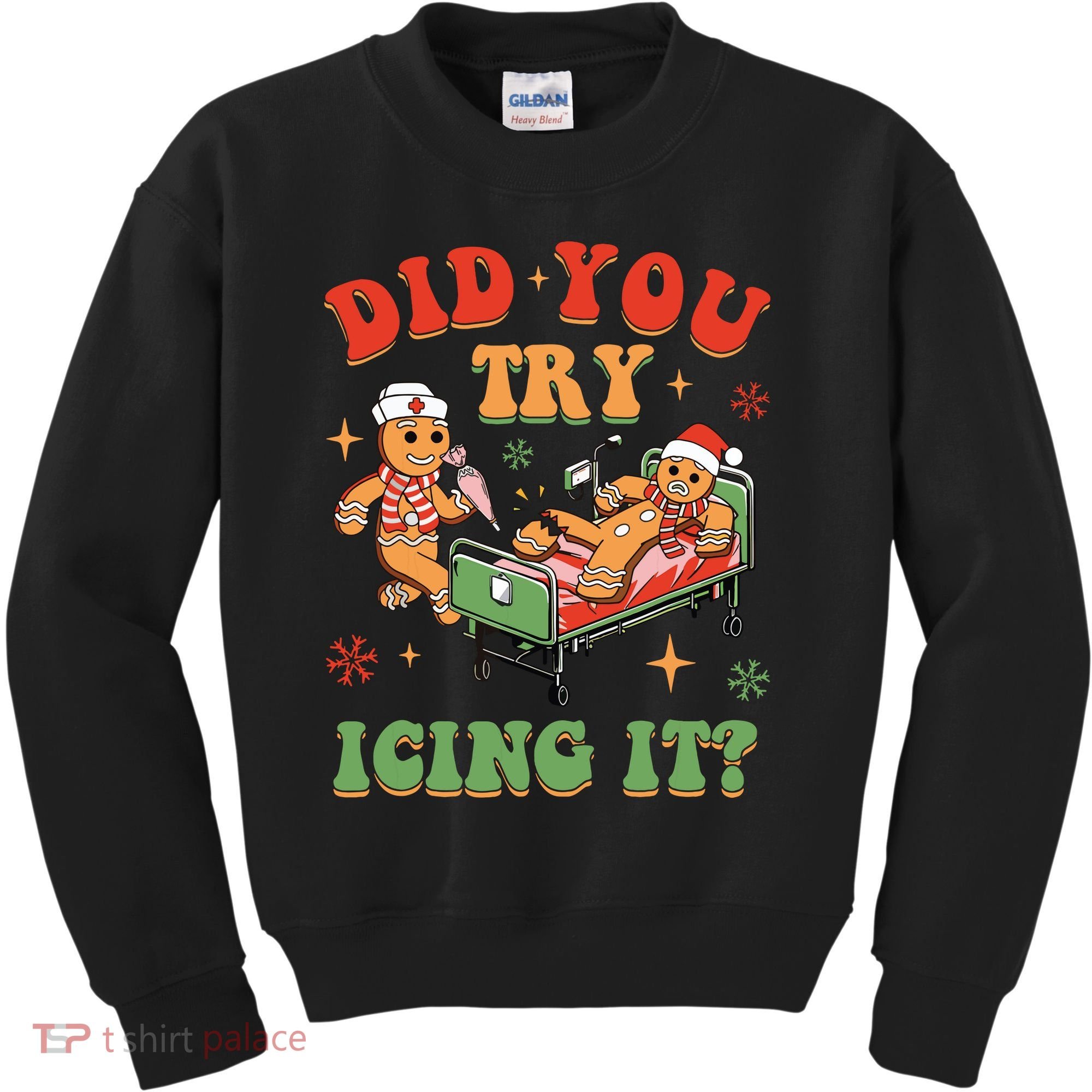 Retro Icu Nurse Christmas Gingerbread Did You Try Icing It Kids Sweatshirt
