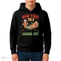 Retro Icu Nurse Christmas Gingerbread Did You Try Icing It Kids Hoodie thumb 4