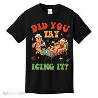 Retro Icu Nurse Christmas Gingerbread Did You Try Icing It Kids T-Shirt thumb 0