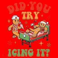 Retro Icu Nurse Christmas Gingerbread Did You Try Icing It Santa Hat thumb 1