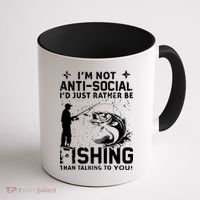 Really! I'm Not AntiSocial, I'd Just Rather Be Fishing Coffee Mug thumb 1