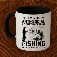 Really! I'm Not AntiSocial, I'd Just Rather Be Fishing Coffee Mug thumb 2