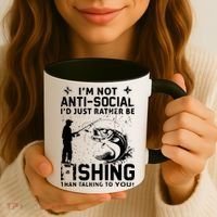Really! I'm Not AntiSocial, I'd Just Rather Be Fishing Coffee Mug thumb 3