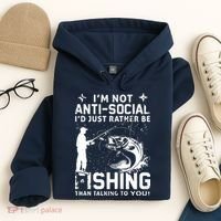 Really! I'm Not AntiSocial, I'd Just Rather Be Fishing Hoodie thumb 4