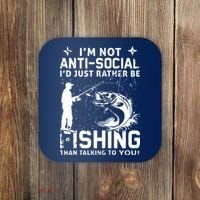 Really! I'm Not AntiSocial, I'd Just Rather Be Fishing Coaster thumb 0