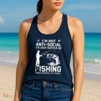 Really! I'm Not AntiSocial, I'd Just Rather Be Fishing Women's Tank Top thumb 2