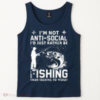 Really! I'm Not AntiSocial, I'd Just Rather Be Fishing Tank Top thumb 2