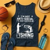 Really! I'm Not AntiSocial, I'd Just Rather Be Fishing Tank Top thumb 4