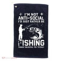 Really! I'm Not AntiSocial, I'd Just Rather Be Fishing Golf Towel thumb 0