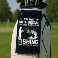 Really! I'm Not AntiSocial, I'd Just Rather Be Fishing Golf Towel thumb 2