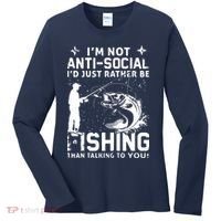 Really! I'm Not AntiSocial, I'd Just Rather Be Fishing Women's Long Sleeve Shirt thumb 0
