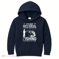 Really! I'm Not AntiSocial, I'd Just Rather Be Fishing Kids Hoodie thumb 0