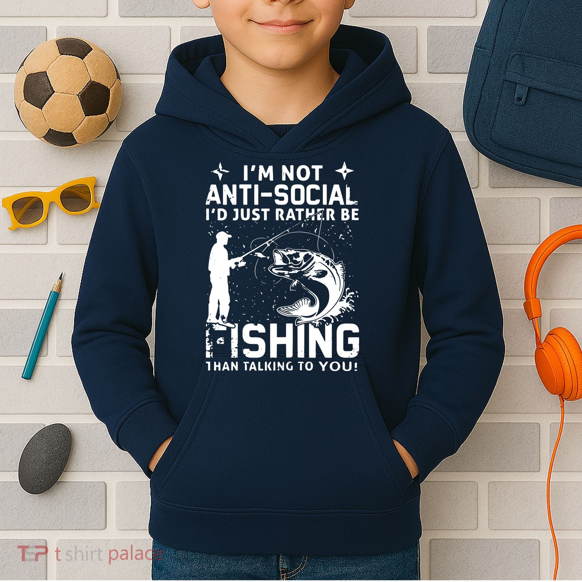 Really! I'm Not AntiSocial, I'd Just Rather Be Fishing Kids Hoodie