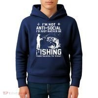 Really! I'm Not AntiSocial, I'd Just Rather Be Fishing Kids Hoodie thumb 4