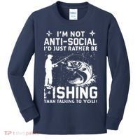 Really! I'm Not AntiSocial, I'd Just Rather Be Fishing Kids Long Sleeve Shirt thumb 0