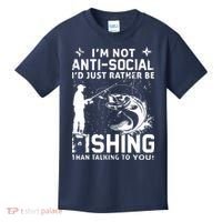 Really! I'm Not AntiSocial, I'd Just Rather Be Fishing Kids T-Shirt thumb 0