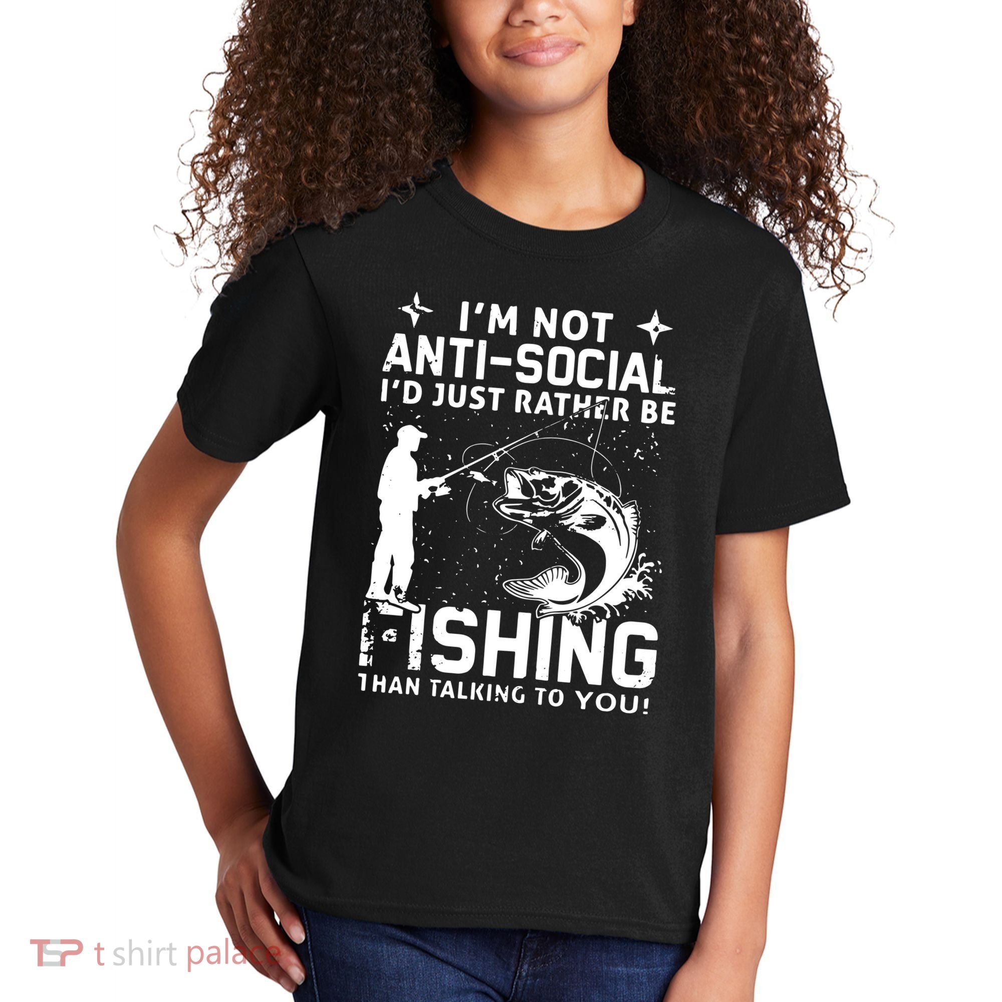 Really! I'm Not AntiSocial, I'd Just Rather Be Fishing Kids T-Shirt