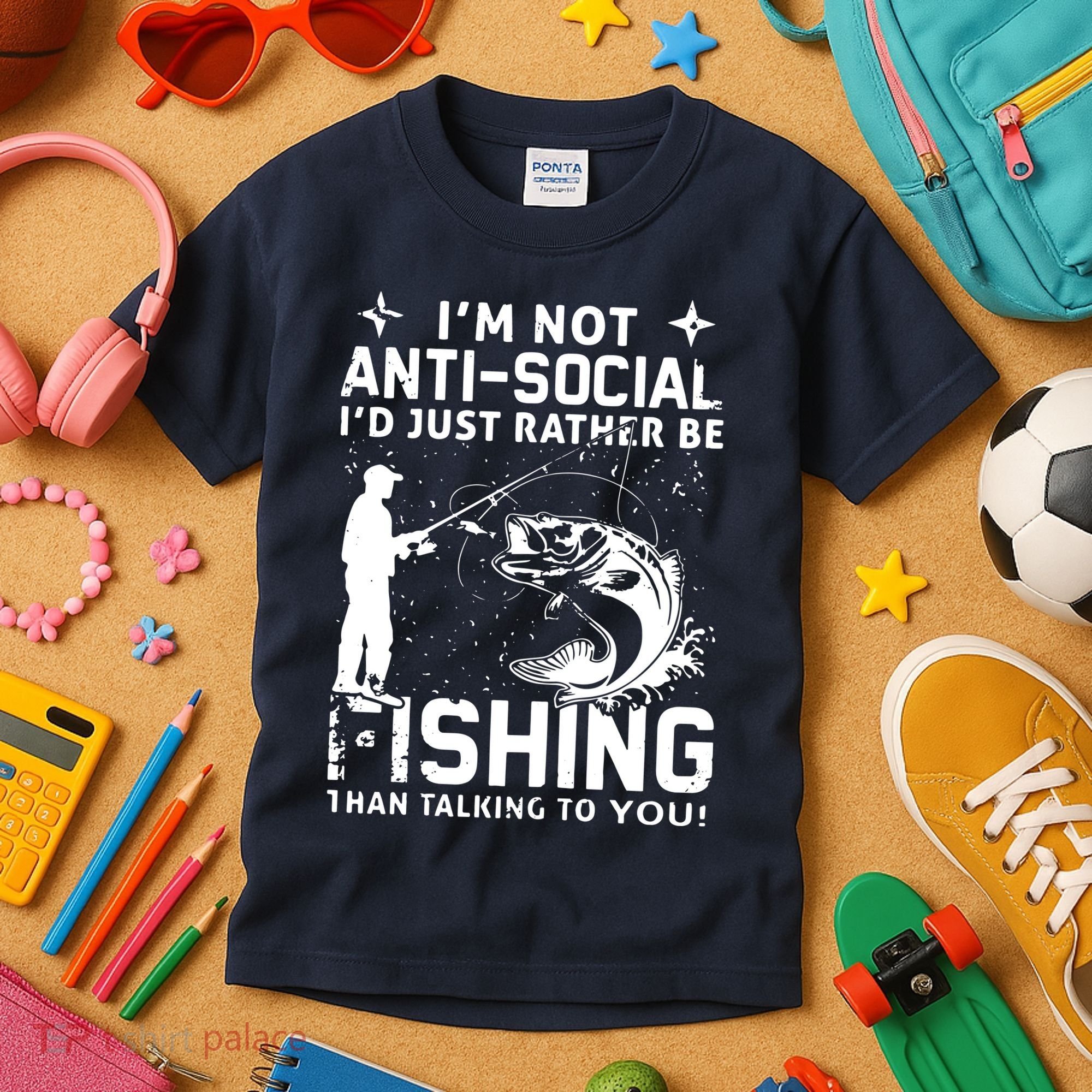 Really! I'm Not AntiSocial, I'd Just Rather Be Fishing Kids T-Shirt
