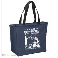 Really! I'm Not AntiSocial, I'd Just Rather Be Fishing Tote Bag thumb 2