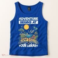 Reading Is Out There Adventure Begins At Your Library Tank Top thumb 2
