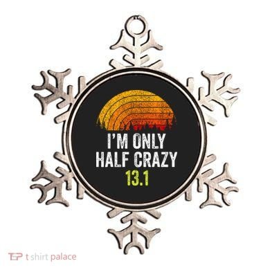 Retro Im Only Half Crazy 13.1 Half Marathon Funny Running Ornament