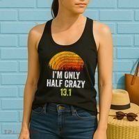 Retro Im Only Half Crazy 13.1 Half Marathon Funny Running Women's Tank Top thumb 2