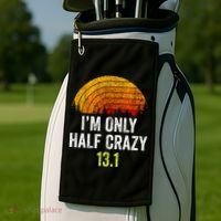 Retro Im Only Half Crazy 13.1 Half Marathon Funny Running Golf Towel thumb 2