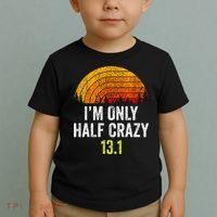 Retro Im Only Half Crazy 13.1 Half Marathon Funny Running Toddler T-Shirt thumb 2