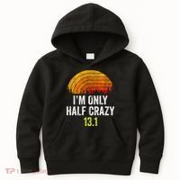 Retro Im Only Half Crazy 13.1 Half Marathon Funny Running Kids Hoodie thumb 0