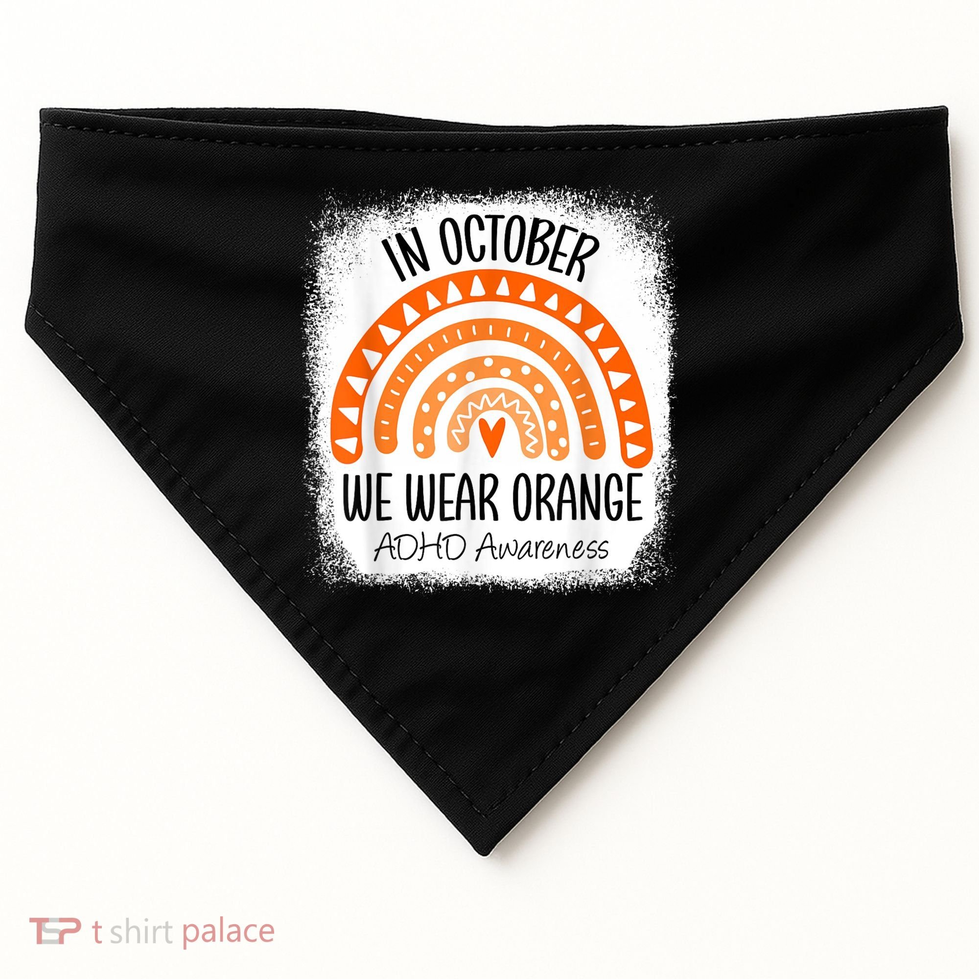 Rainbow In October We Wear Orange ADHD Awareness Ribbon USA-Made Doggie Bandana