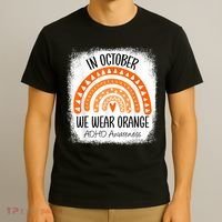 Rainbow In October We Wear Orange ADHD Awareness Ribbon T-Shirt thumb 3