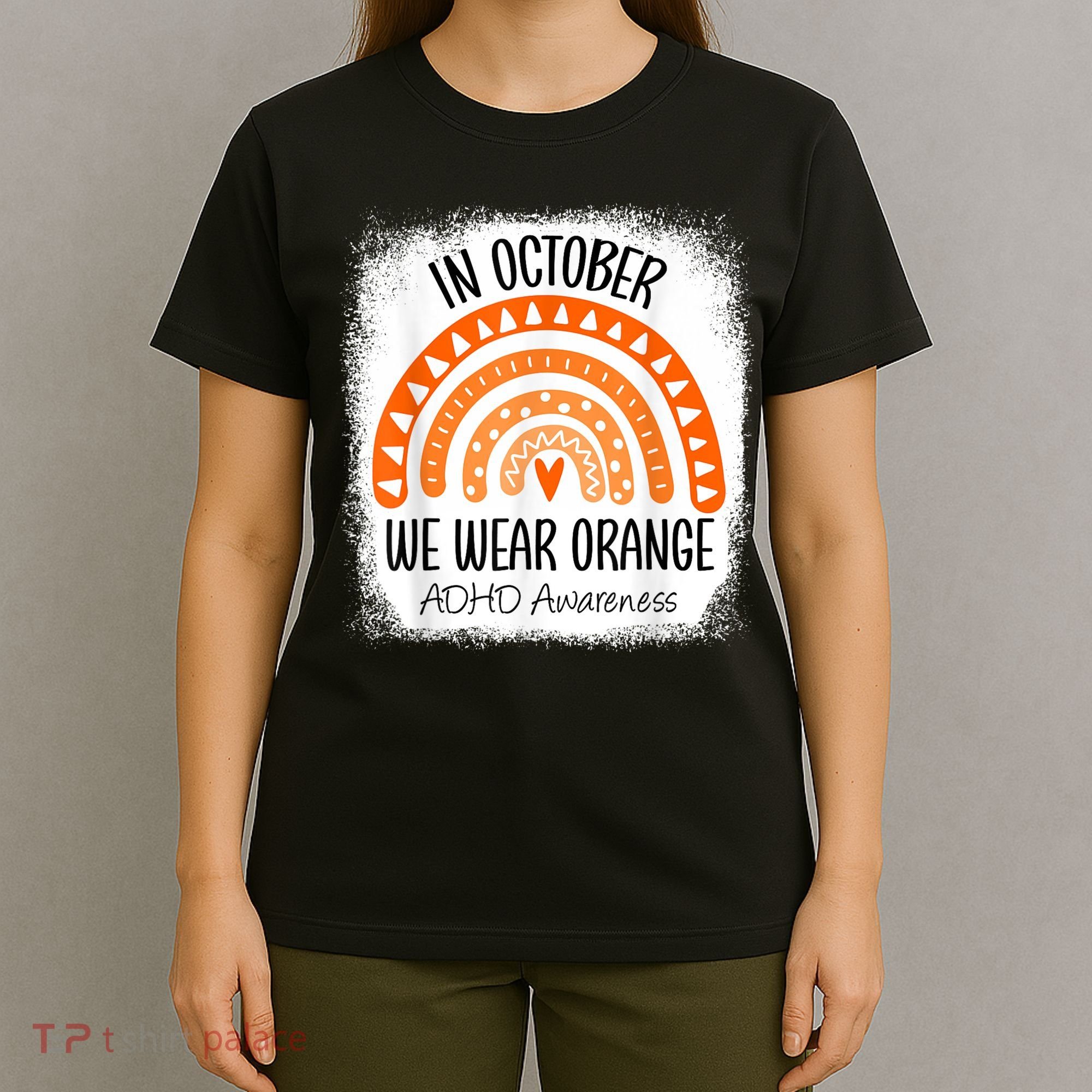 Rainbow In October We Wear Orange ADHD Awareness Ribbon T-Shirt