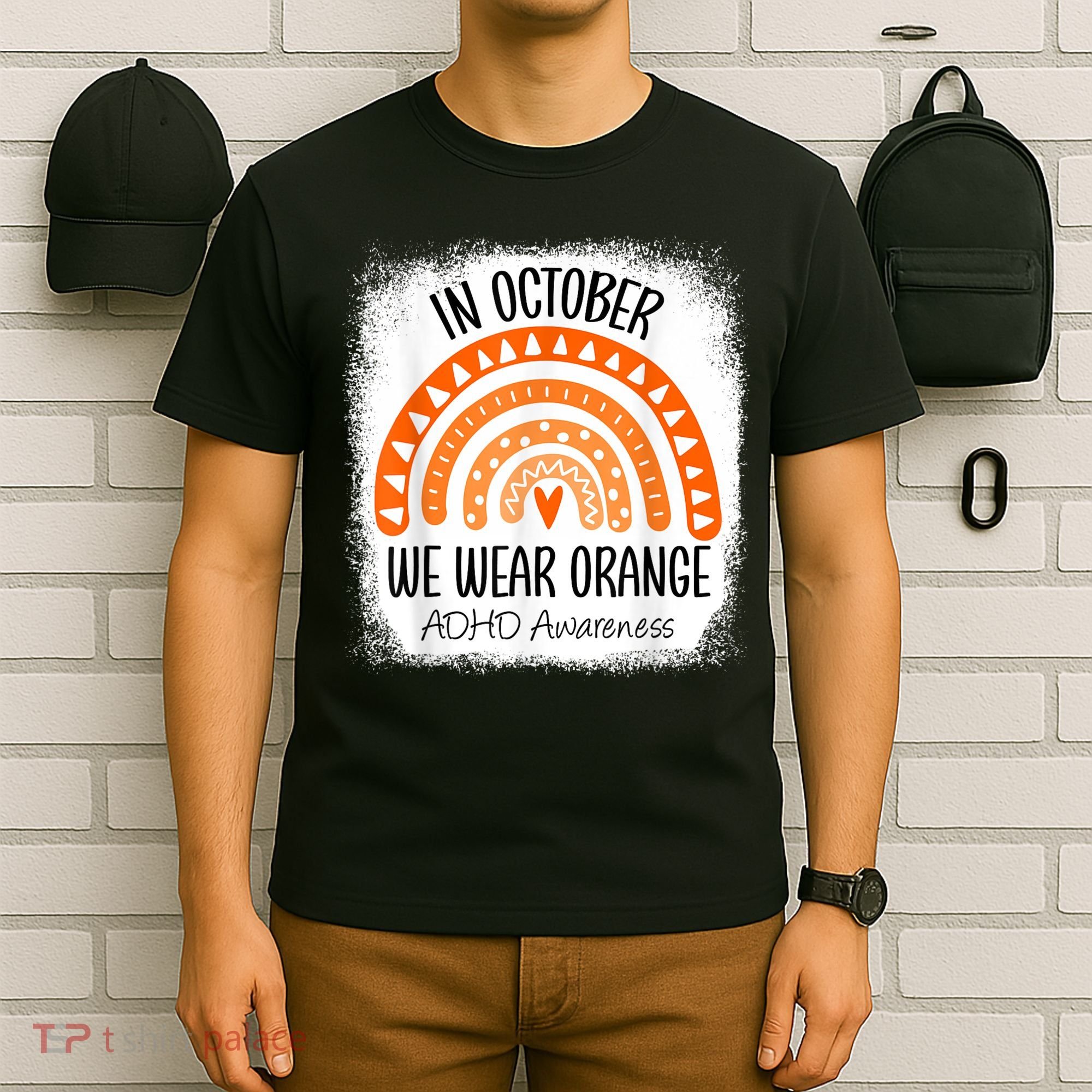 Rainbow In October We Wear Orange ADHD Awareness Ribbon T-Shirt