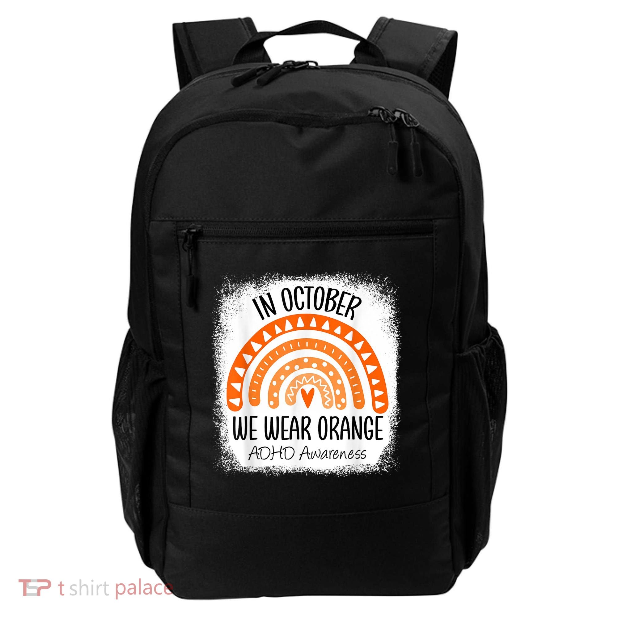 Rainbow In October We Wear Orange ADHD Awareness Ribbon Backpack