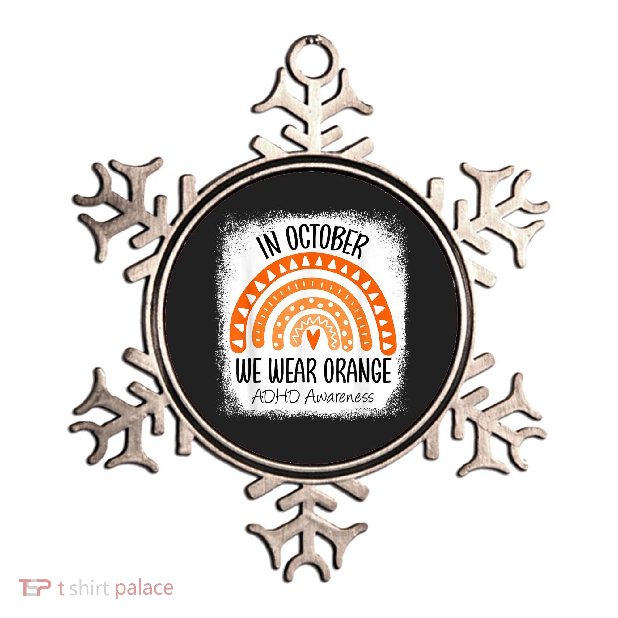 Rainbow In October We Wear Orange ADHD Awareness Ribbon Ornament