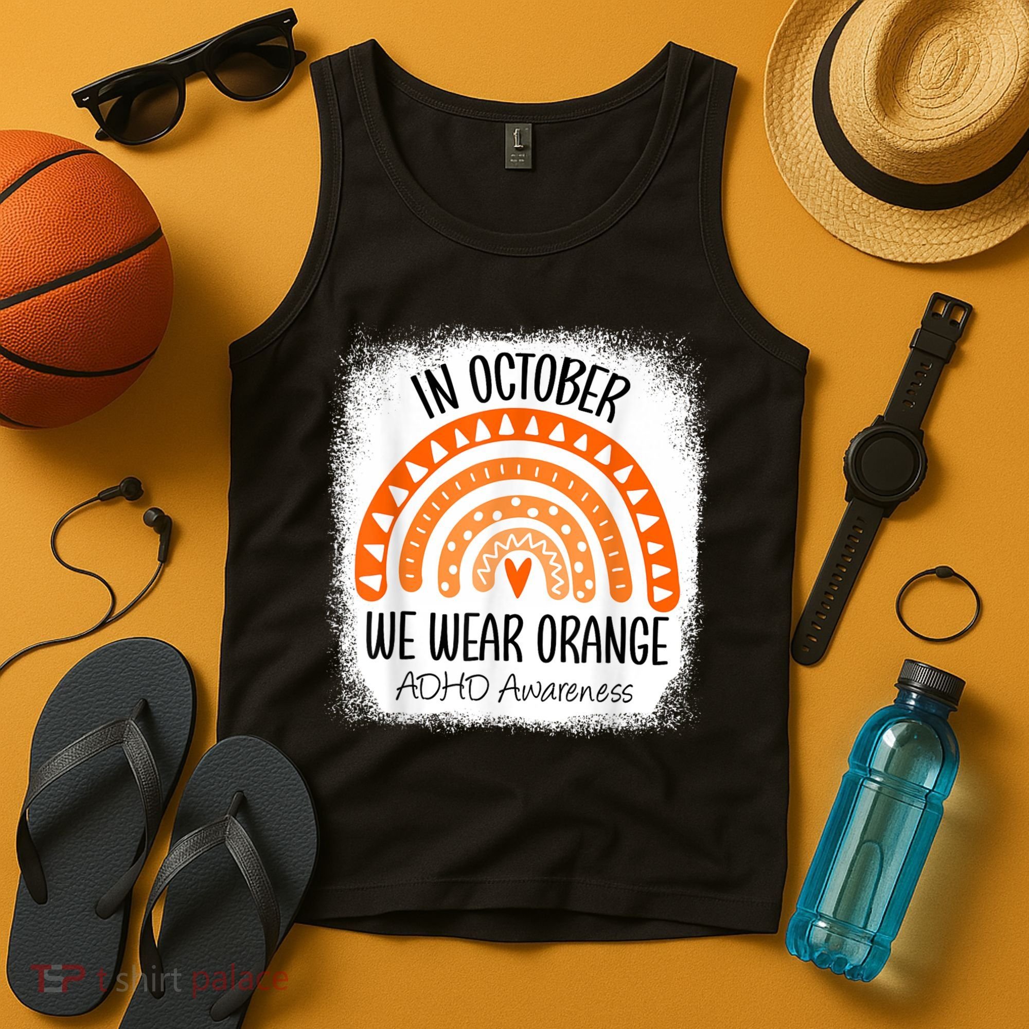 Rainbow In October We Wear Orange ADHD Awareness Ribbon Tank Top