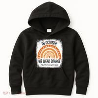 Rainbow In October We Wear Orange ADHD Awareness Ribbon Kids Hoodie thumb 0