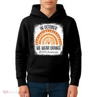 Rainbow In October We Wear Orange ADHD Awareness Ribbon Kids Hoodie thumb 4