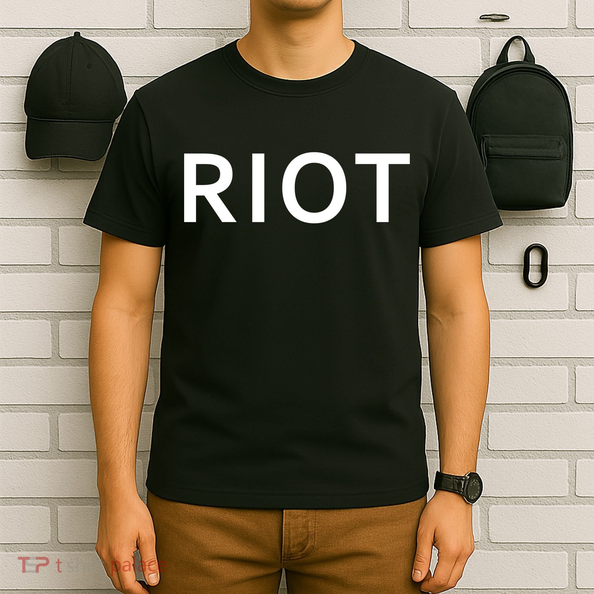 RIOT Funny Vintage Classic Logo T-Shirt