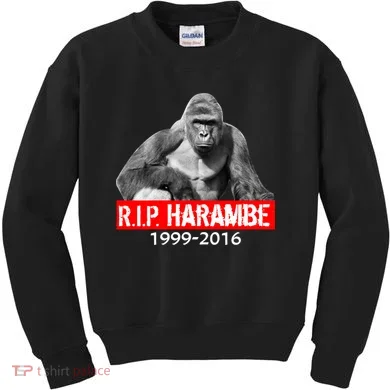 RIP Harambe Gorilla Cincinnati Zoo Kids Sweatshirt