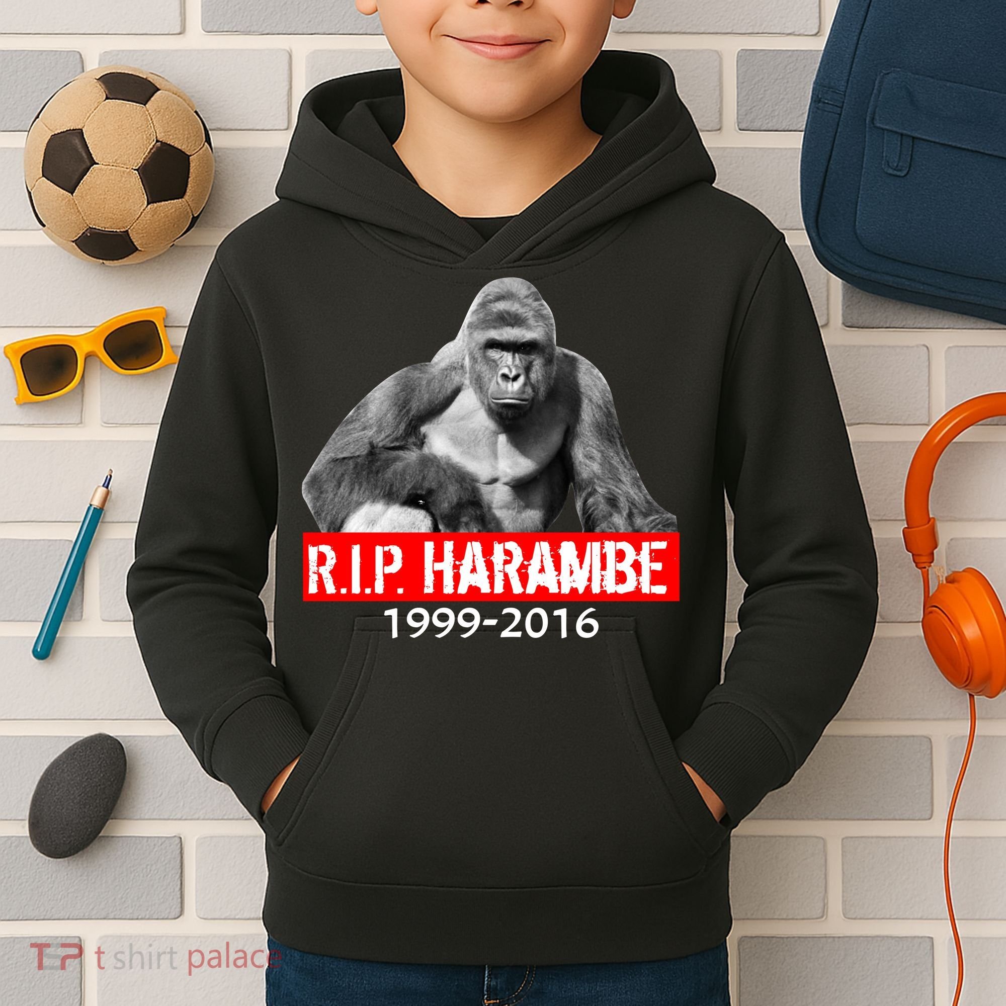 RIP Harambe Gorilla Cincinnati Zoo Kids Hoodie