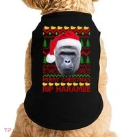 RIP Harambe Merry Ugly Christmas Sweater Doggie Tank thumb 0