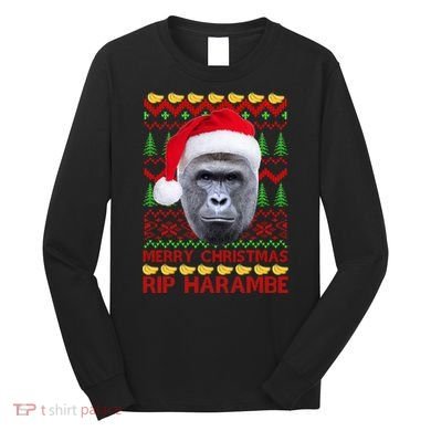 RIP Harambe Merry Ugly Christmas Sweater Long Sleeve Shirt